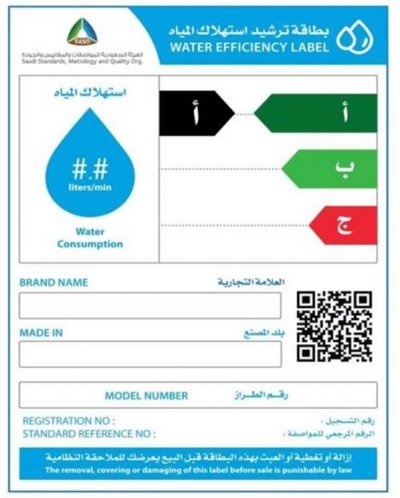 SASO 2655 and 2656 Water Efficiency Label